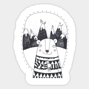 Bear on the hills Sticker